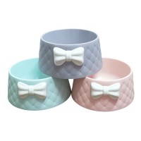 Fashionable 2020 coloured bow tie dog bowls PP environmental friendly dog water bowl portable pet bowl